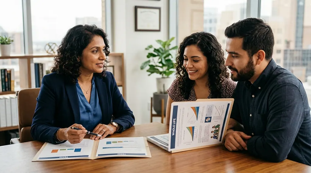 Young Texas family reviewing life insurance options